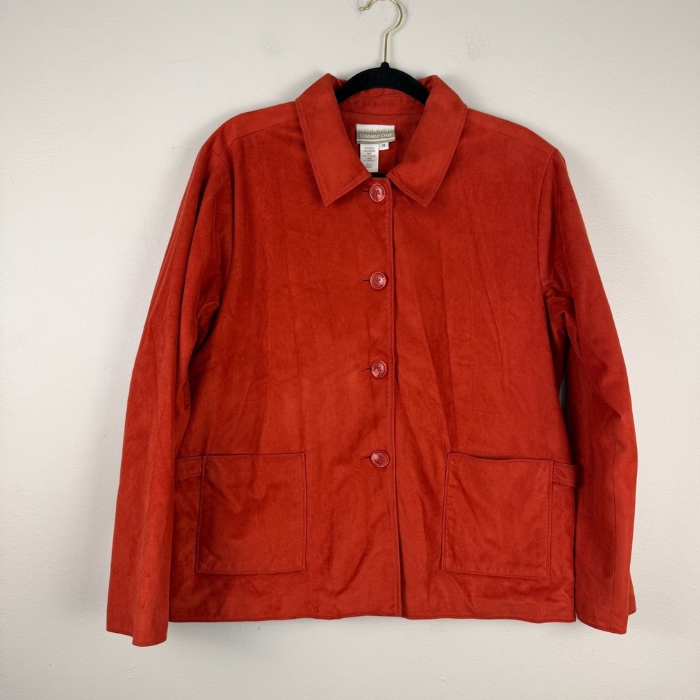 Coldwater Creek Jacket Women's Medium Rust Classic Collar Button-Up Casual Fun‎